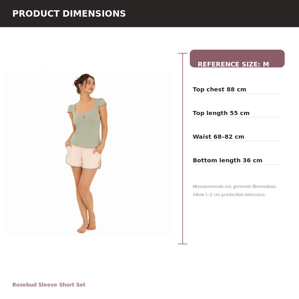 Women's Embroidered Sleeve Short Lounge Set – Cotton Modal Interlock | Sage & Rose Cream