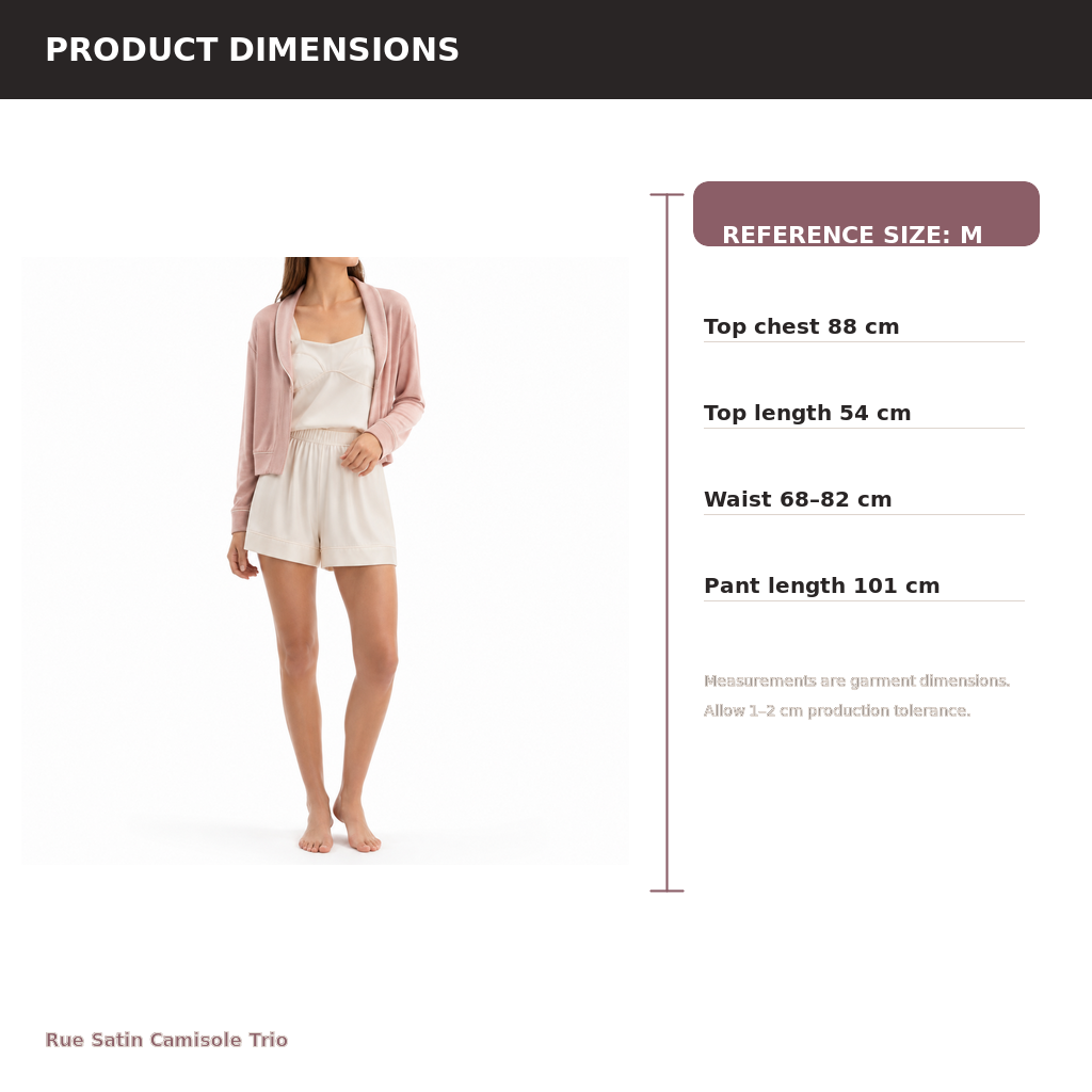 Women's Satin Camisole 3-Piece Lounge Set – Modal Cotton | Mist Ivory & Dust Rose