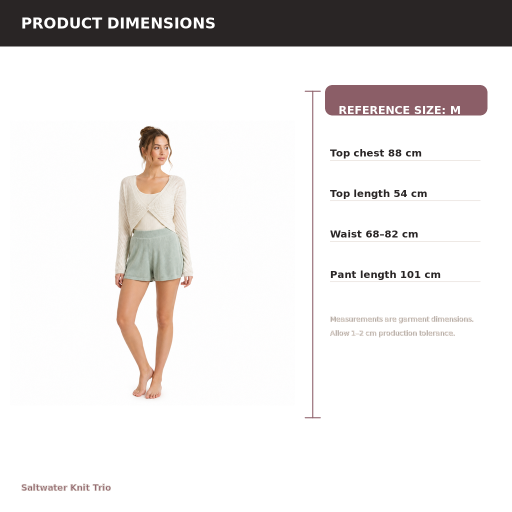 Women's Knit 3-Piece Lounge Set – Modal Jersey Recycled Satin | Pearl White & Seafoam