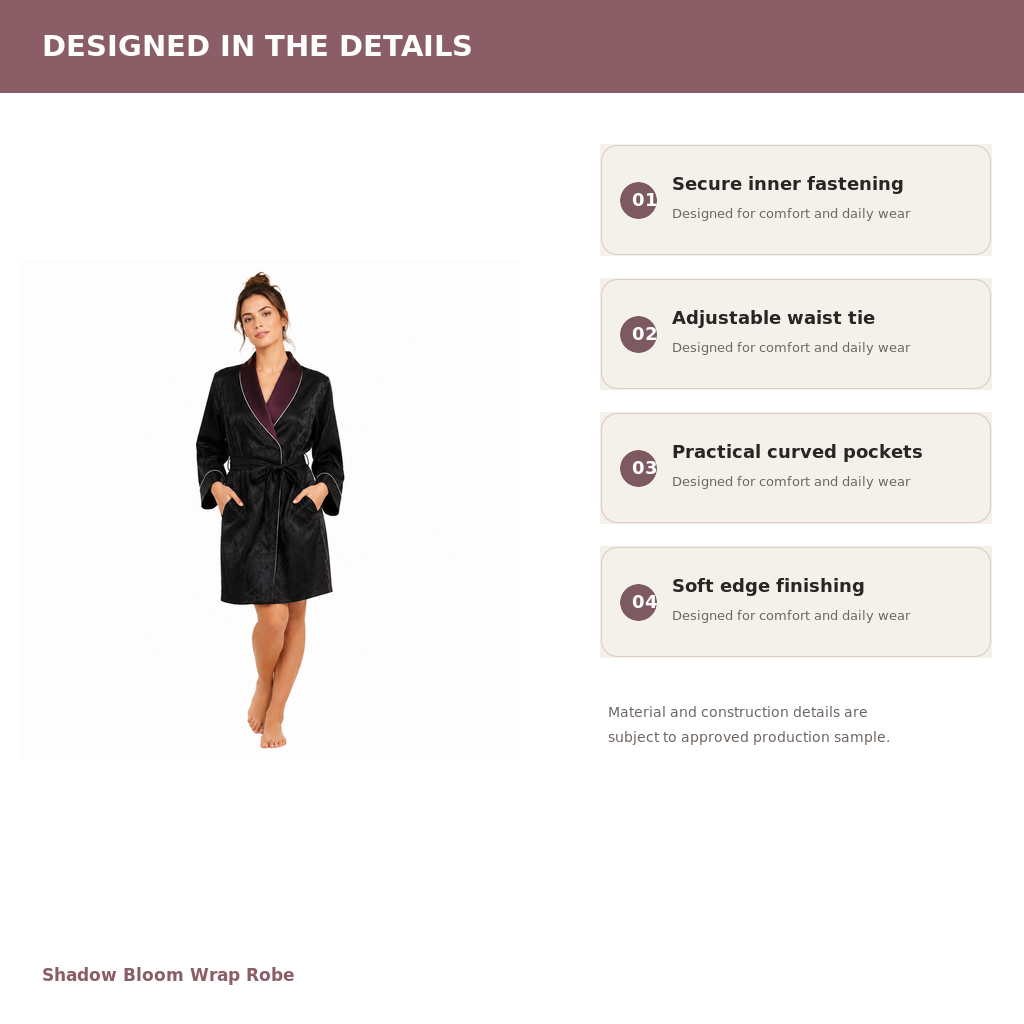 Women's Wrap Robe – Recycled Satin Modal Jersey | Midnight Plum & Black