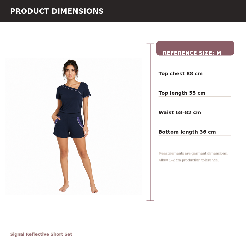 Women's Reflective-Detail Short Lounge Set – Modal Tech Jersey | Midnight Navy & Silver