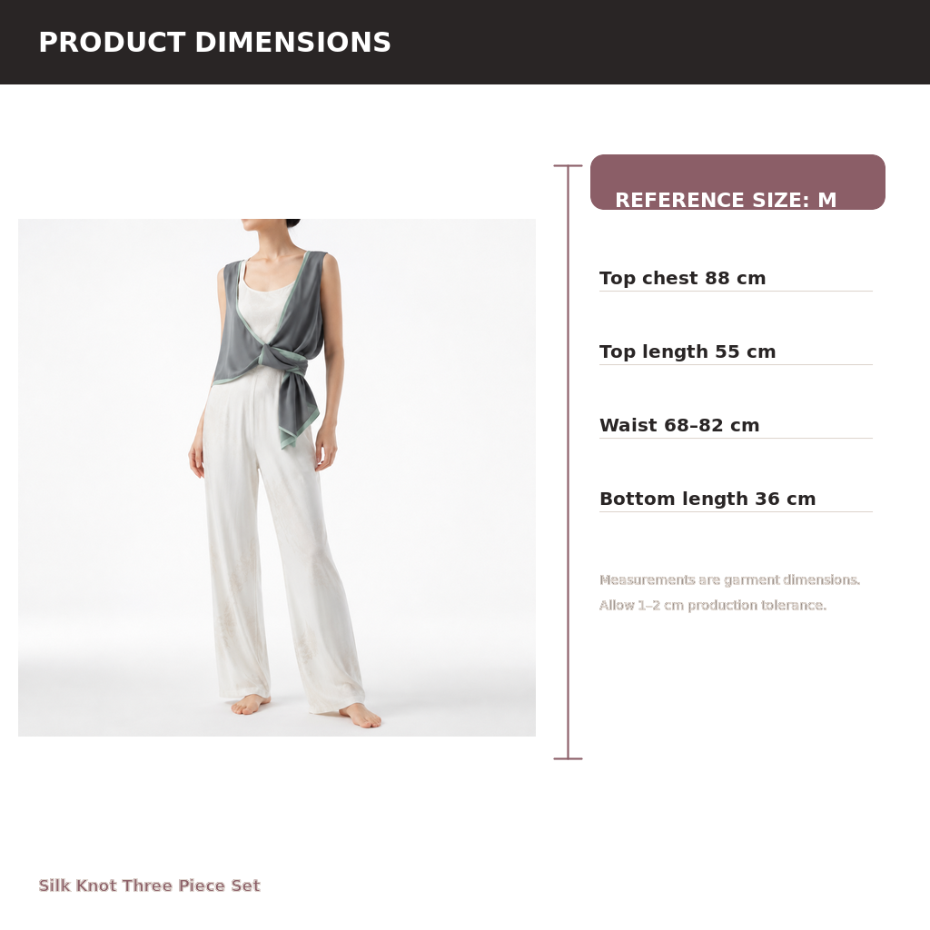 Women's 3-Piece Knot-Detail Lounge Set – Lyocell Cotton Jacquard | Moon White & Ink Grey