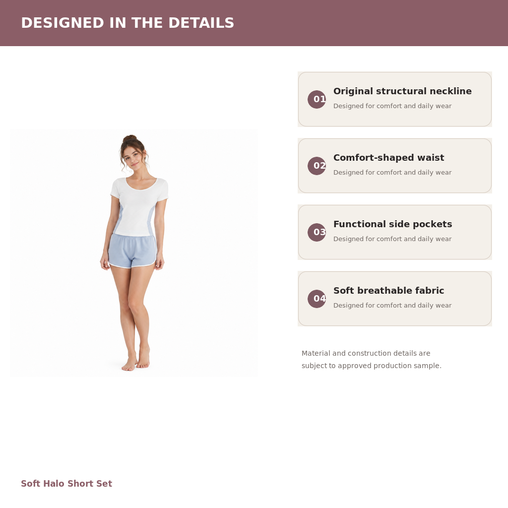 Women's Soft Short Lounge Set – Brushed Modal Cotton Knit | Cloud White & Mist Blue