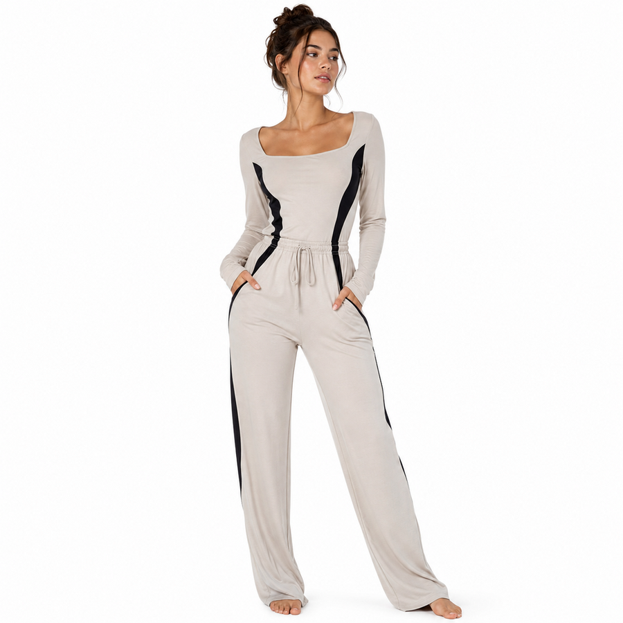 Women's Sculpted Lounge Jumpsuit – TENCEL Modal Jersey | Gallery Black & Stone