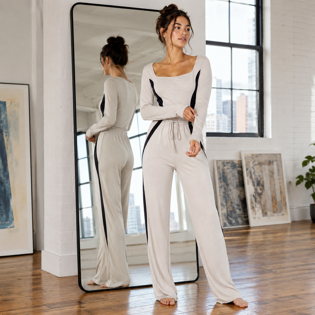 Women's Sculpted Lounge Jumpsuit – TENCEL Modal Jersey | Gallery Black & Stone