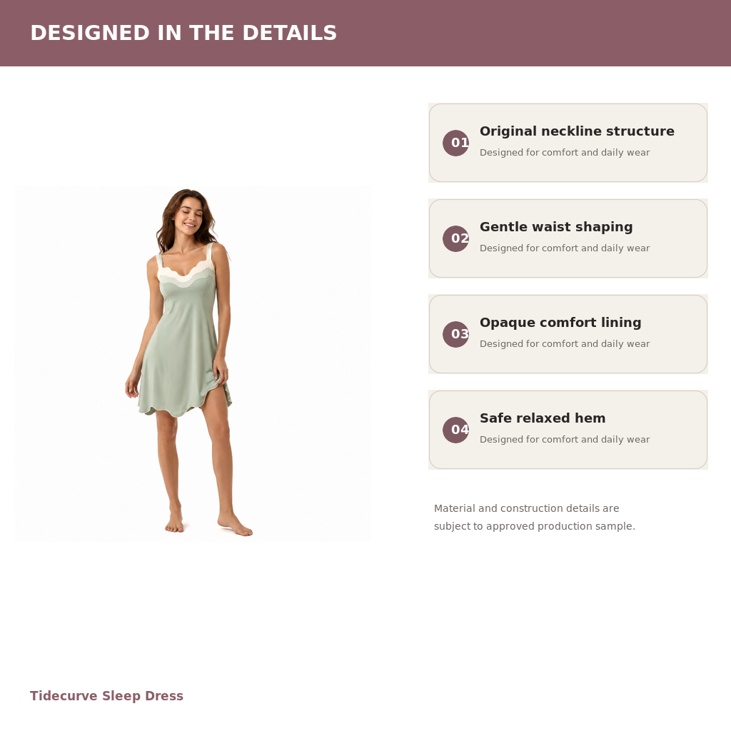 Women's Satin-Trim Sleep Dress – Modal Jersey Recycled Satin | Pearl White & Seafoam