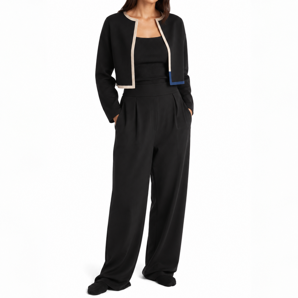 Women's Cardigan 3-Piece Lounge Set – TENCEL Modal Rib | Gallery Black & Stone