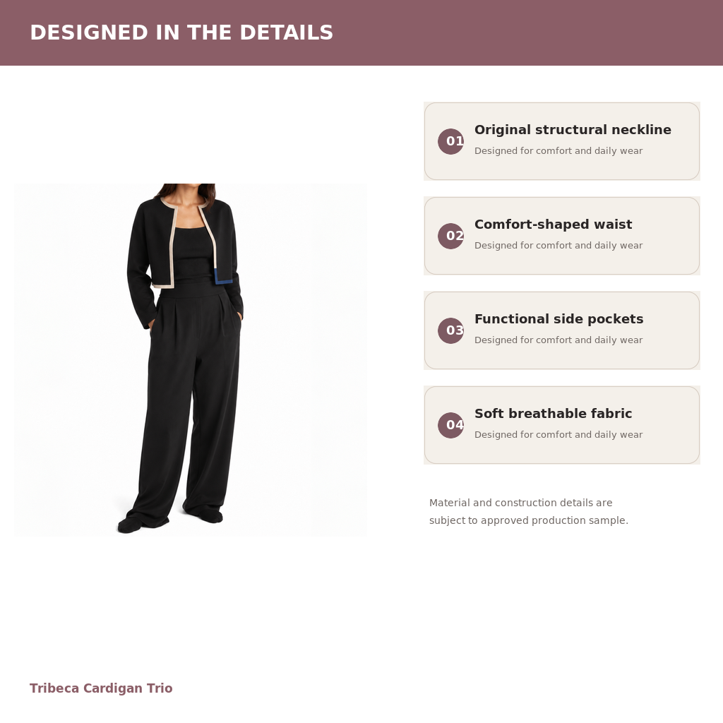 Women's Cardigan 3-Piece Lounge Set – TENCEL Modal Rib | Gallery Black & Stone