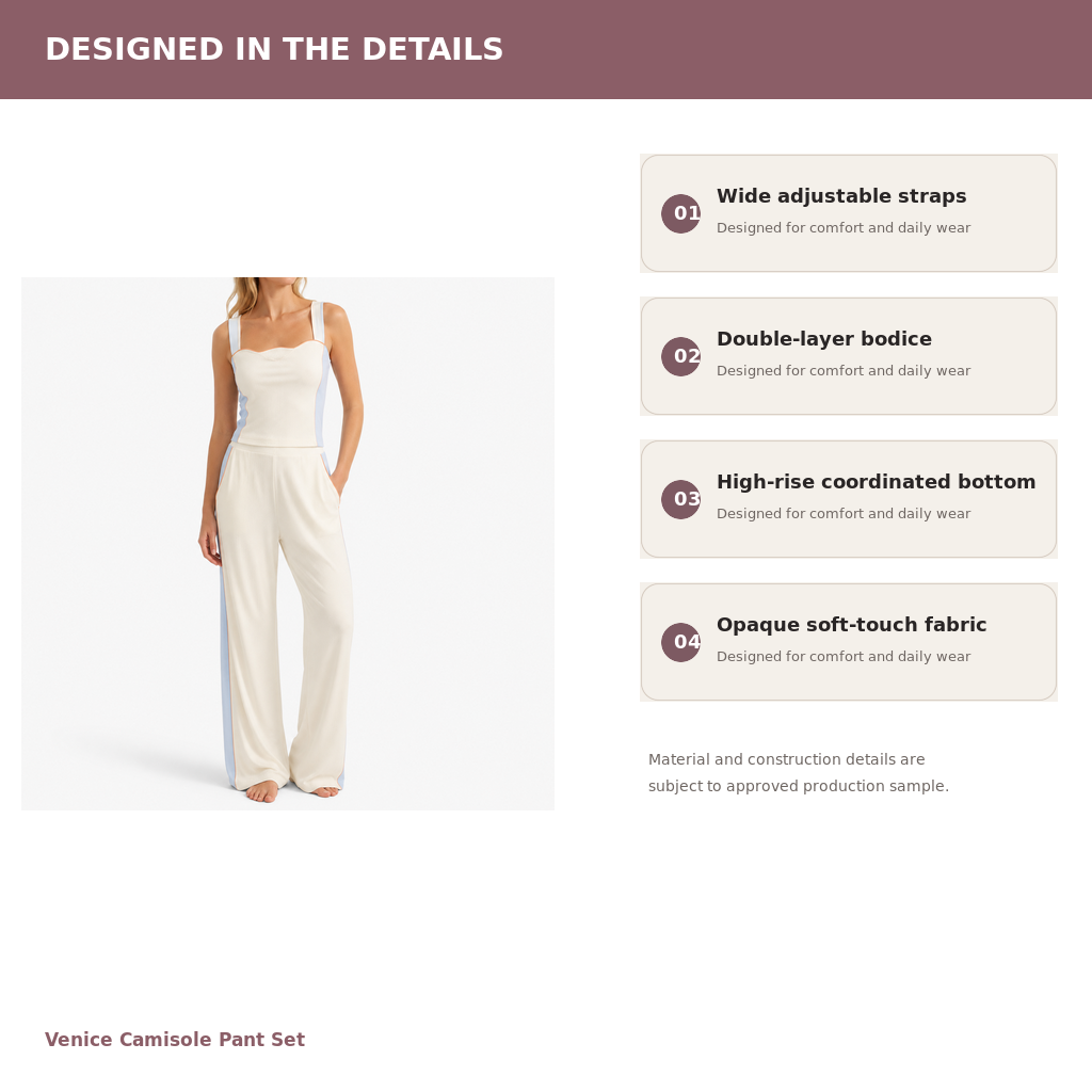 Women's Camisole & Wide-Leg Pant Lounge Set – Cotton Modal Jersey | Sun Cream & Sky Blue